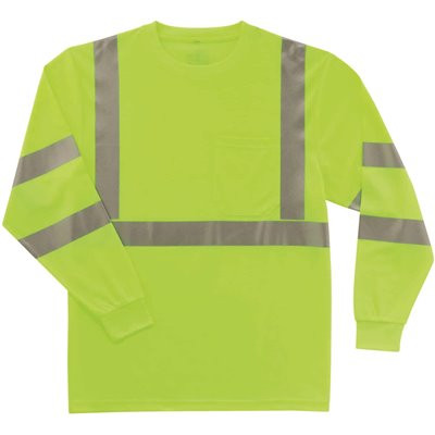 Ergodyne 8391 4xl Lime Class 3 Hi-Vis Long Sleeve Shirt