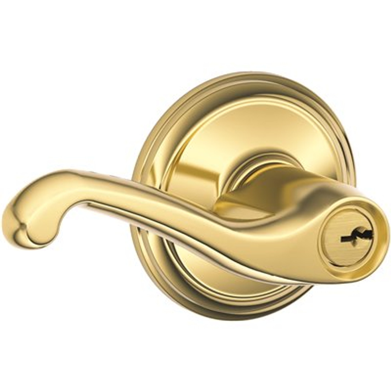 Schlage F Series Leverset 605, Left-Handed, Bright Brass Finish