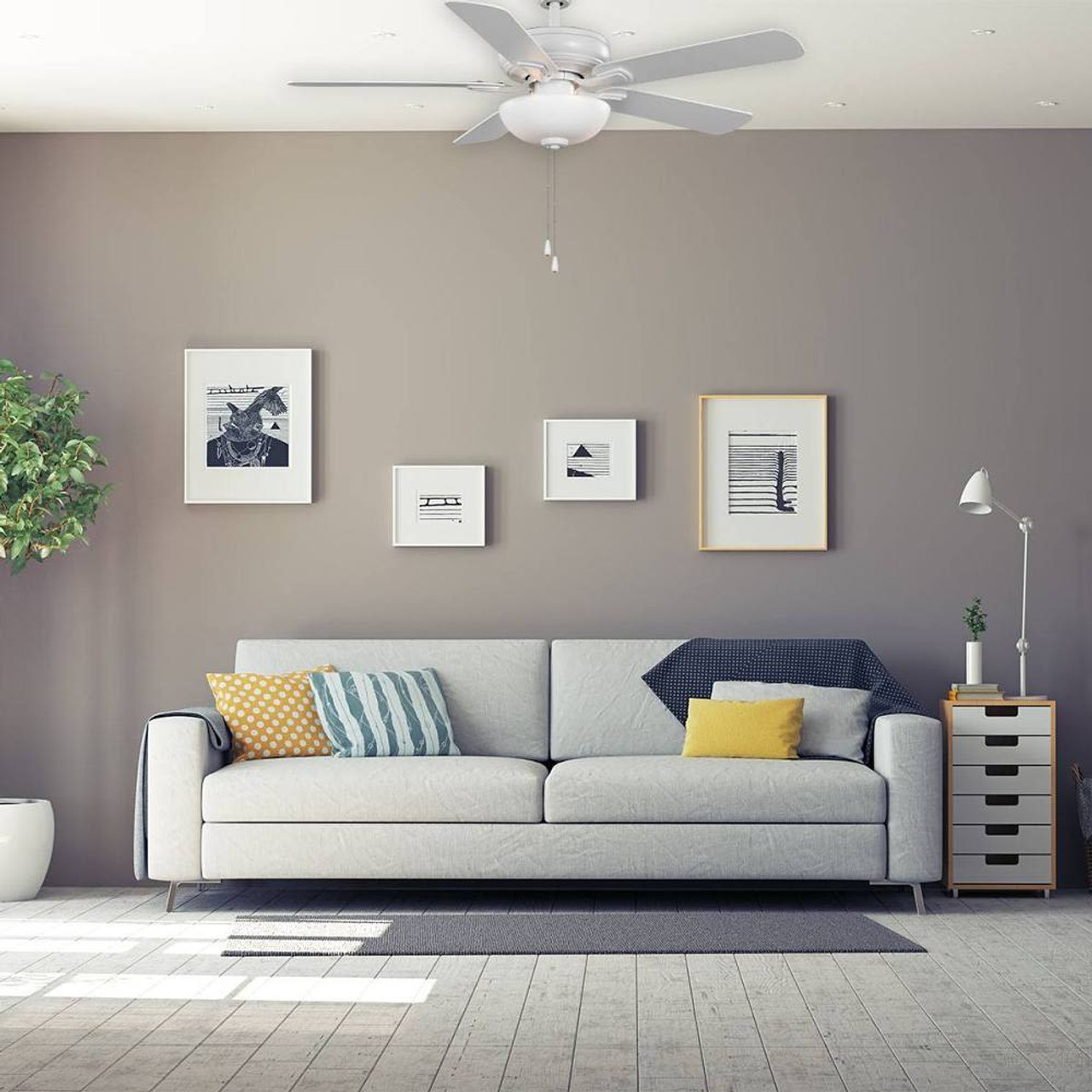 Seasons Rexburg 52" Matte White Indoor Ceiling Fan With Light and Reversible Matte White/Natural Oak