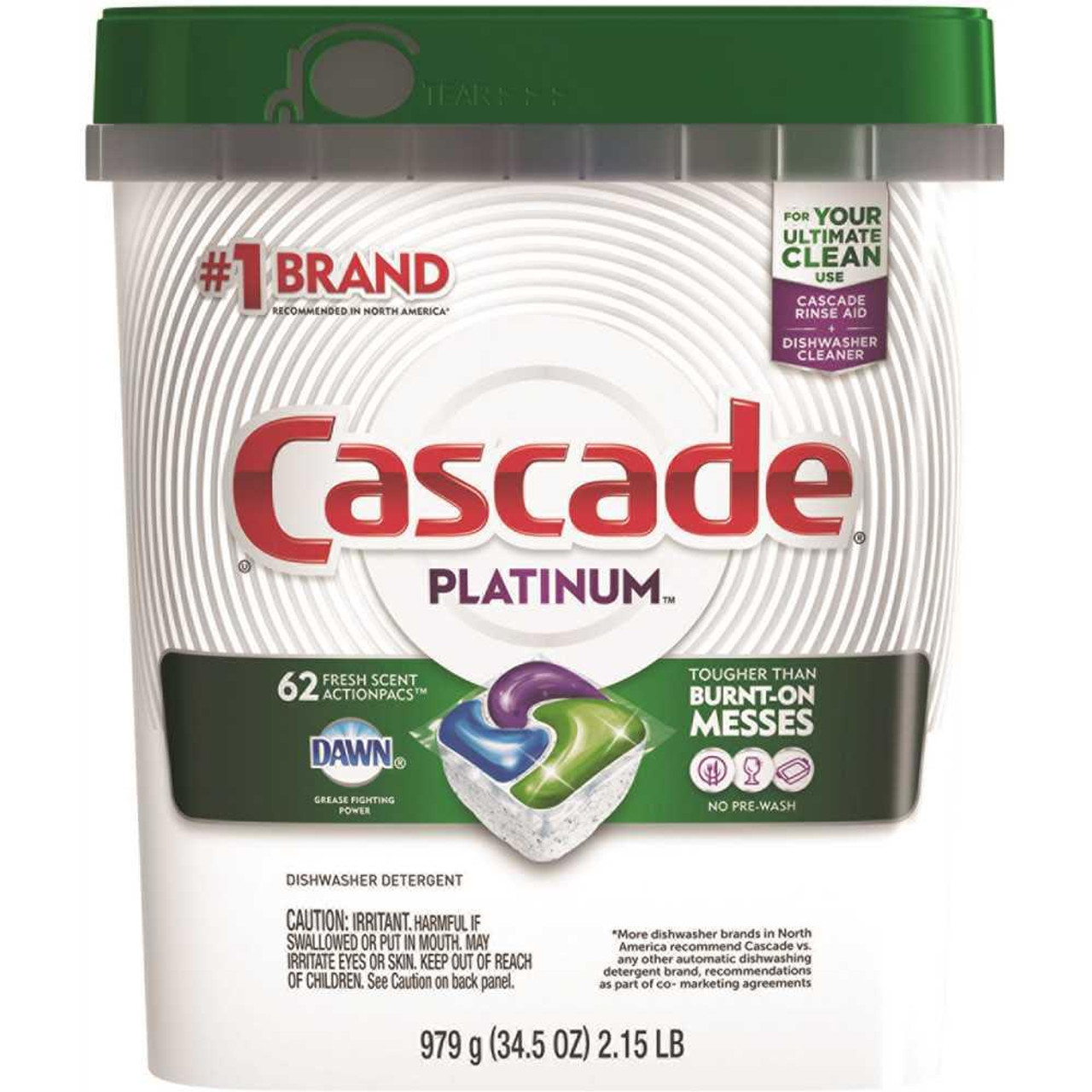 Cascade Actionpacs, Fresh Scent, 34.5 Oz 62/tub, Carton Of 186