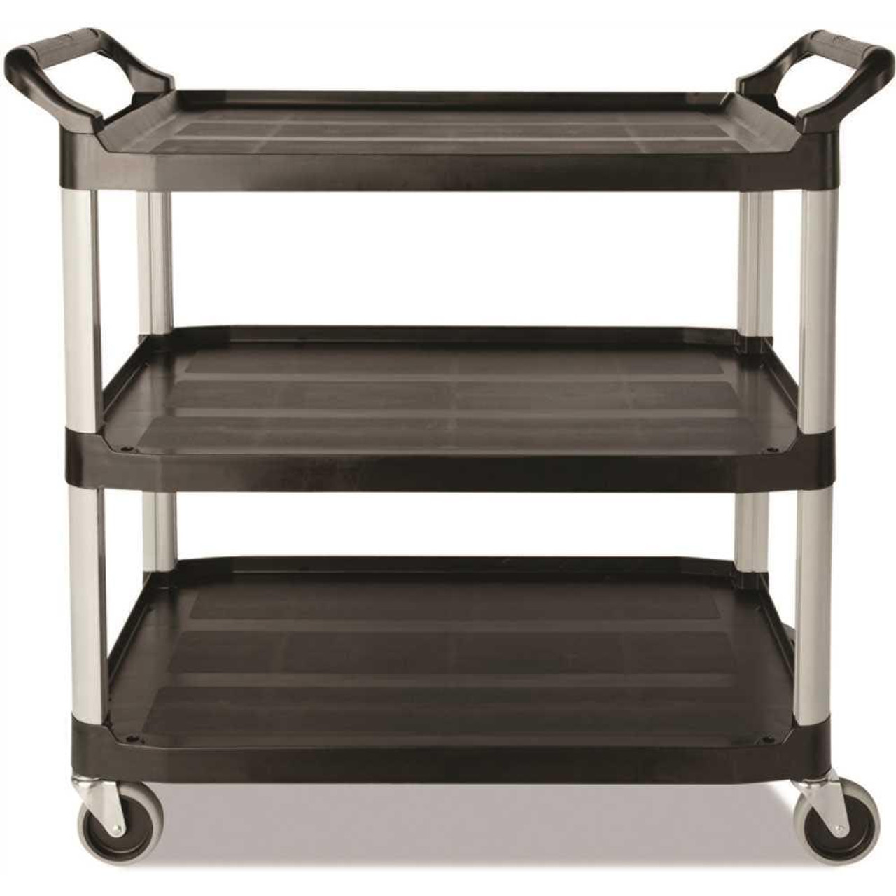 Rubbermaid Commercial Economy Plastic Cart, Three-Shelf, Black