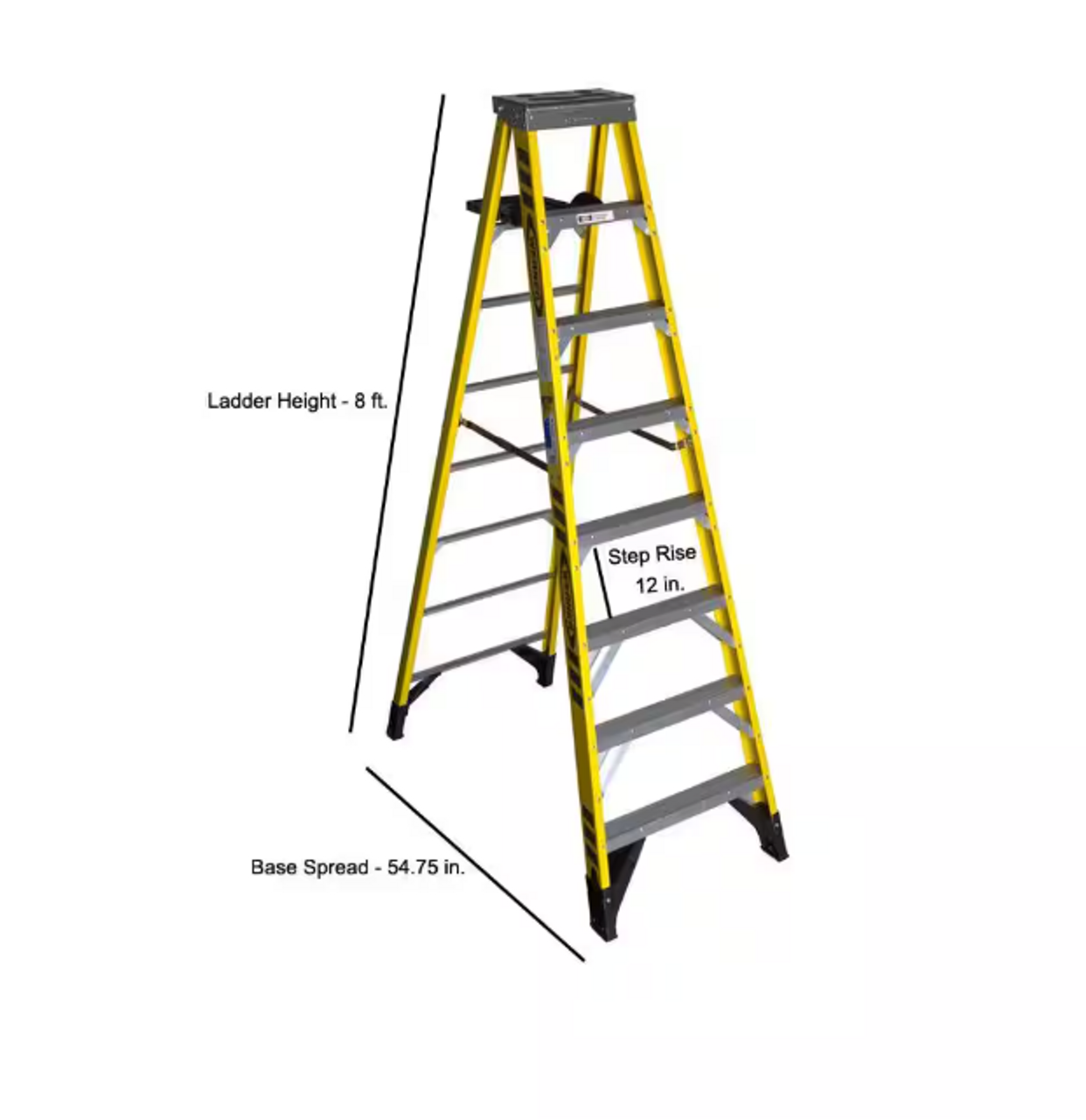 8 ft. Fiberglass Step Ladder with Shelf 375 lb. Load Capacity Type IAA Duty Rating