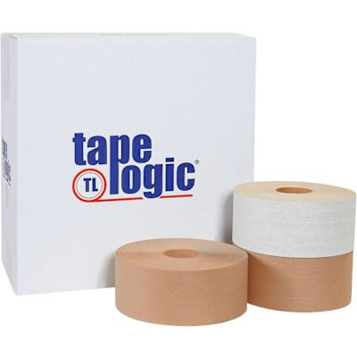 Box Partners 3" X 375' Kraft Tape Logic #7700 Rnfrcd Water Actvtd Tape Case Of 8