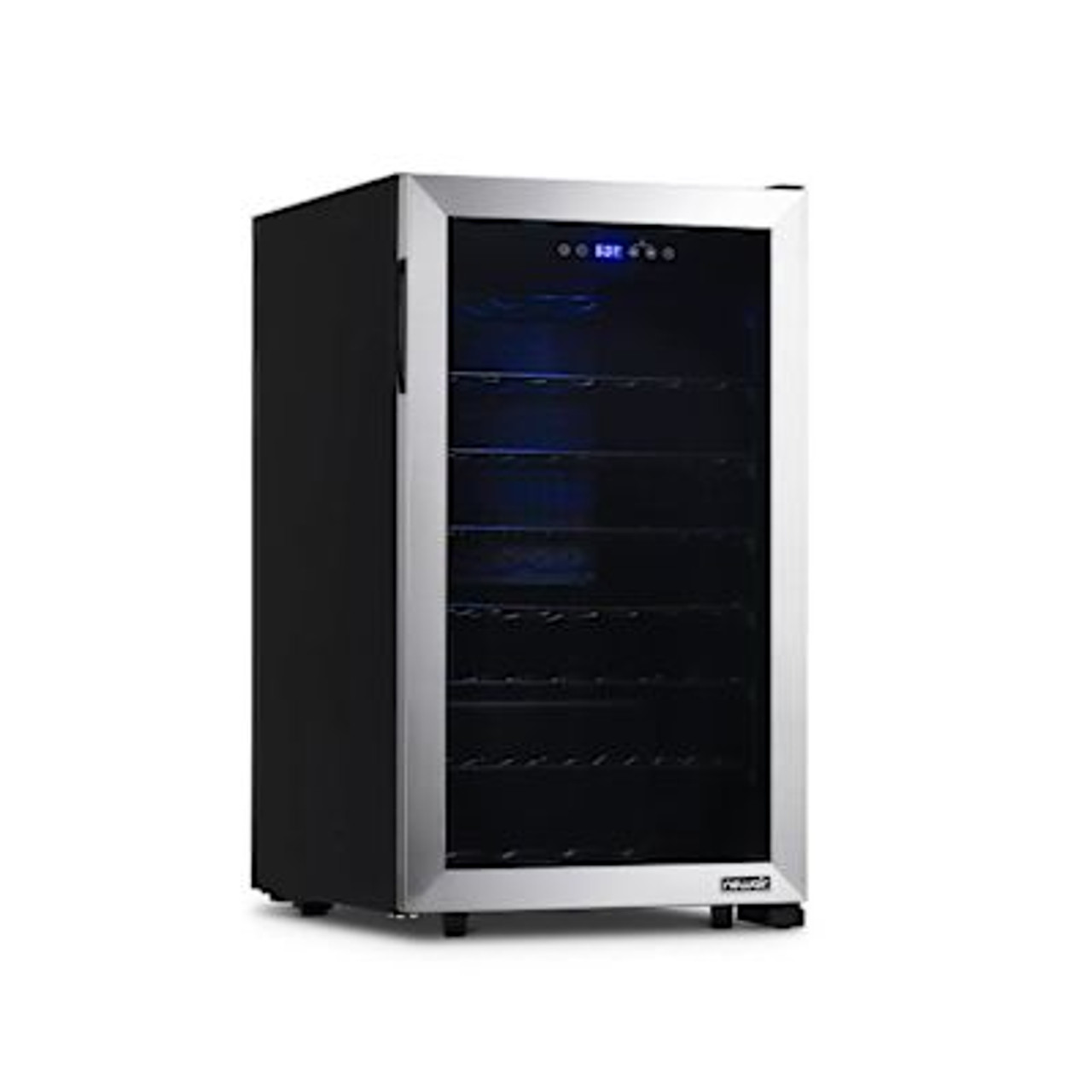 NewAir Freestanding 50 Bottle Compressor Wine Fridge In Stainless Steel, Adjustable Racks And Exterior Digital Thermostat