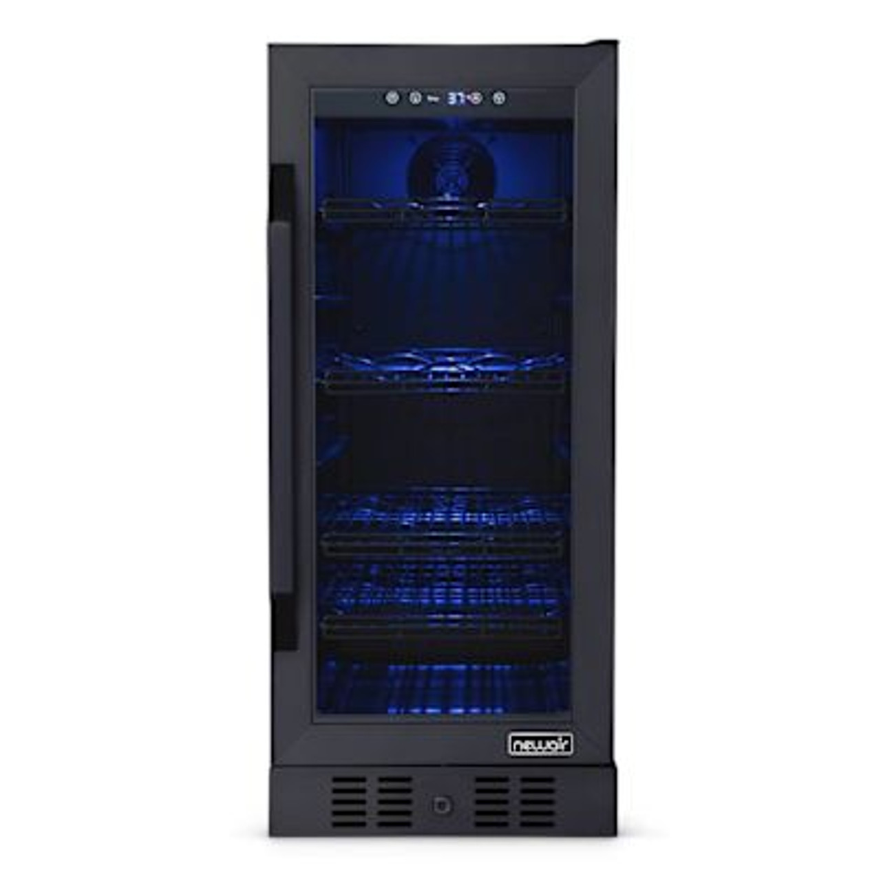 NewAir 15" Flipshelf Wine And Beverage Refrigerator, Reversible Shelves Hold 80 Cans Or 33 Bottles, Black Stainless Steel