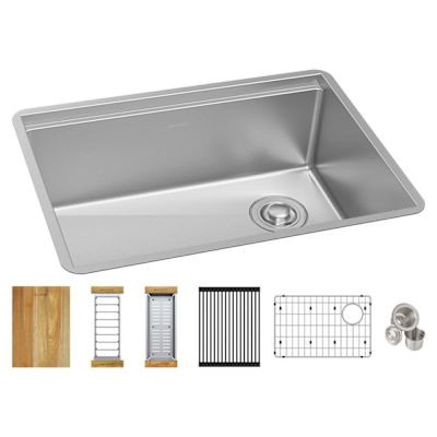 Elkay Crosstown 18 Gauge Stainless 25-1/2"X18-1/2"X9" Single Undermount Sink Kit