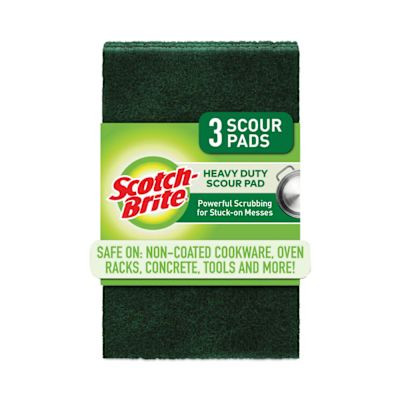 Scotch-Brite Heavy-Duty Scour Pad, 3.8w X 6"l, Green, Carton Of 30