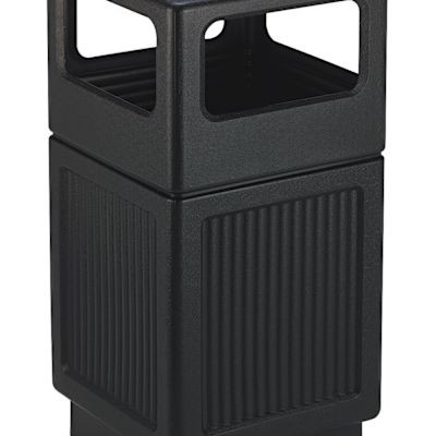 Safco Canmeleon Ash/trash Receptacle, Square, Polyethylene, Textured Black