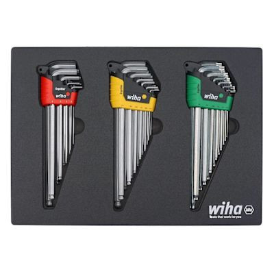 WIHA  35 Piece Ergostar L-Key Tray Set - Hex Metric Hex SAE Torx