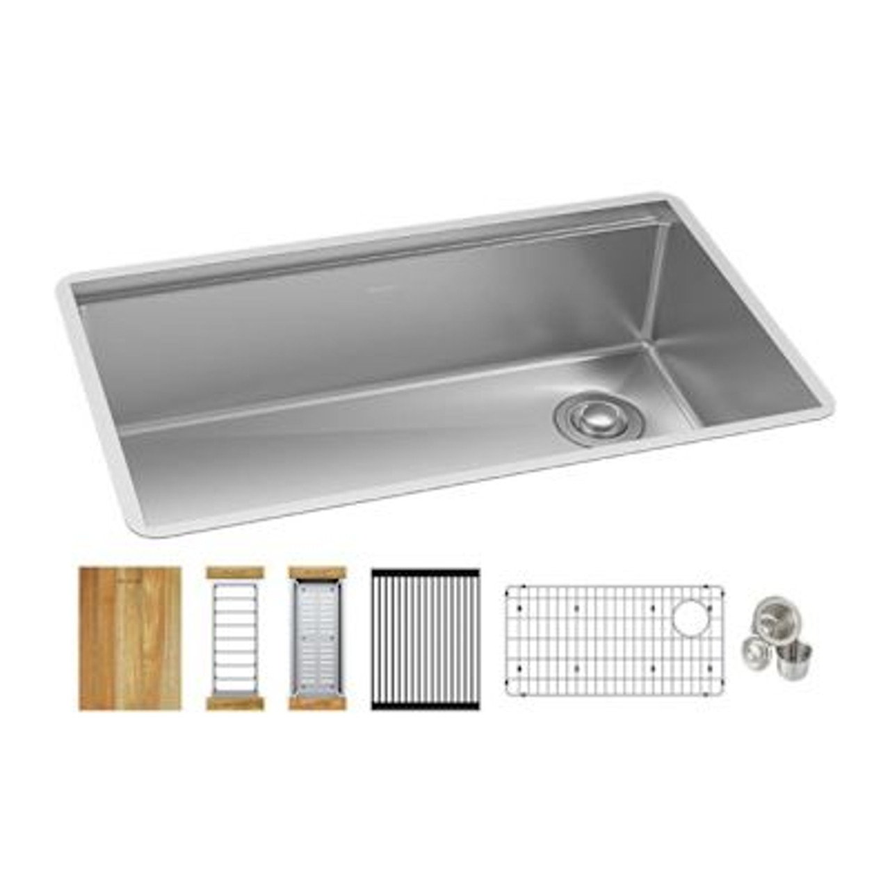 Elkay Crosstown 16 Gauge Workstation Stainless Steel Single Undermount Sink Kit