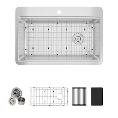 Elkay Crosstown Stainless Steel 33 X 22 X 9" 1-Hole Single Bowl Dual Mount Sink