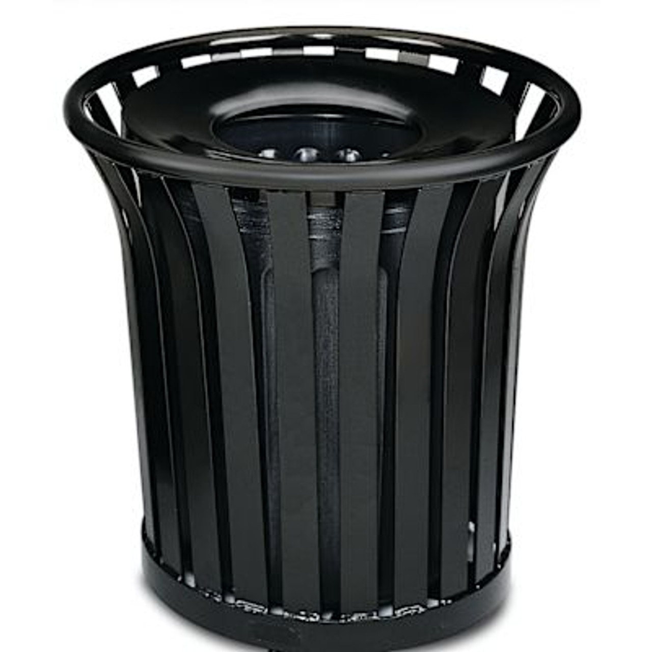Rubbermaid Commercial 36 Gallon Americana Steel Slate Black Trash Can