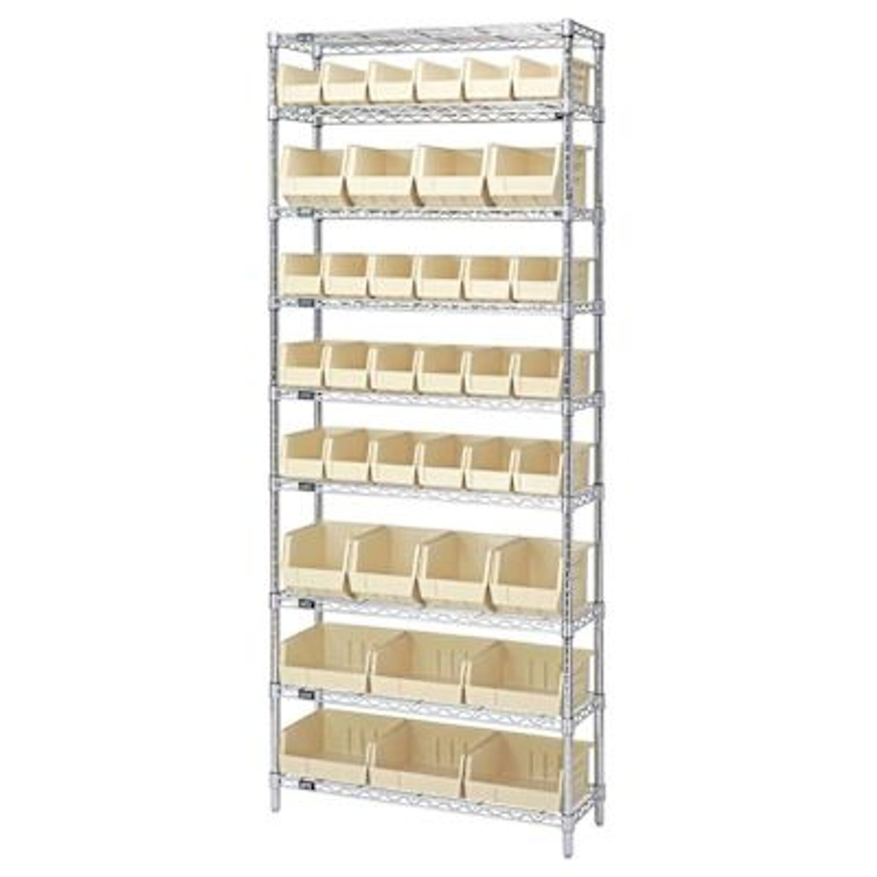 Quantum Storage Systems Wire Shelving Ivory Bin 42 X 12 X 86 Black Epoxy Finish