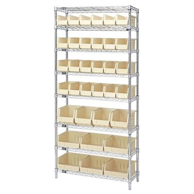 Quantum Storage Systems Wire Shelving Ivory Bin 60 X 12 X 74 Grey Epoxy Finish
