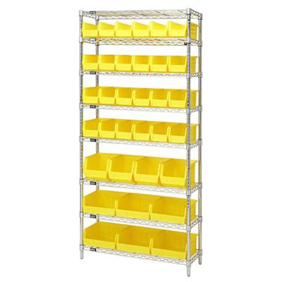Quantum Storage Systems Wire Shelving Yellow Bin 60 X 12 X 74grey Epoxy Finish