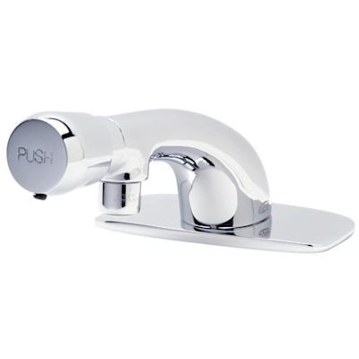 Zurn 1-Hole Metering Faucet W/0.5 GPM Spray 4 1/8 4" Cvr Plt Push-Button Handle