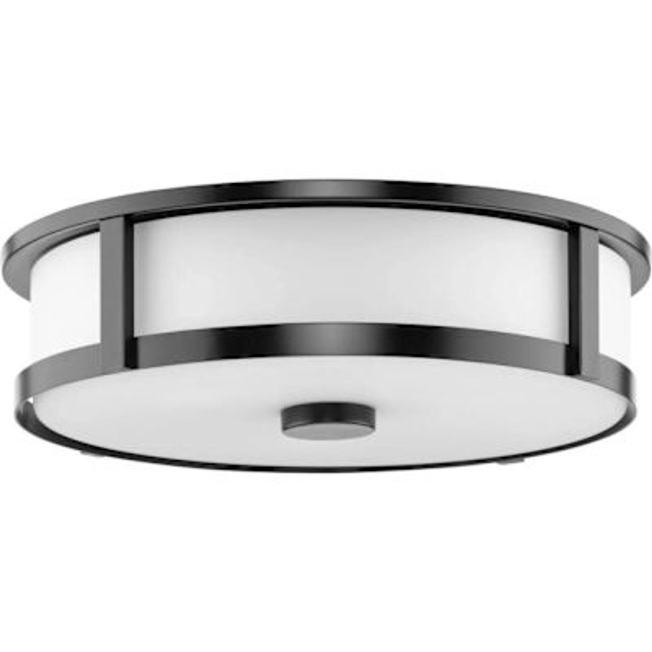 Progress Lighting Gilliam 3-Light Flush Mount, 16", Matte Black, Frosted
