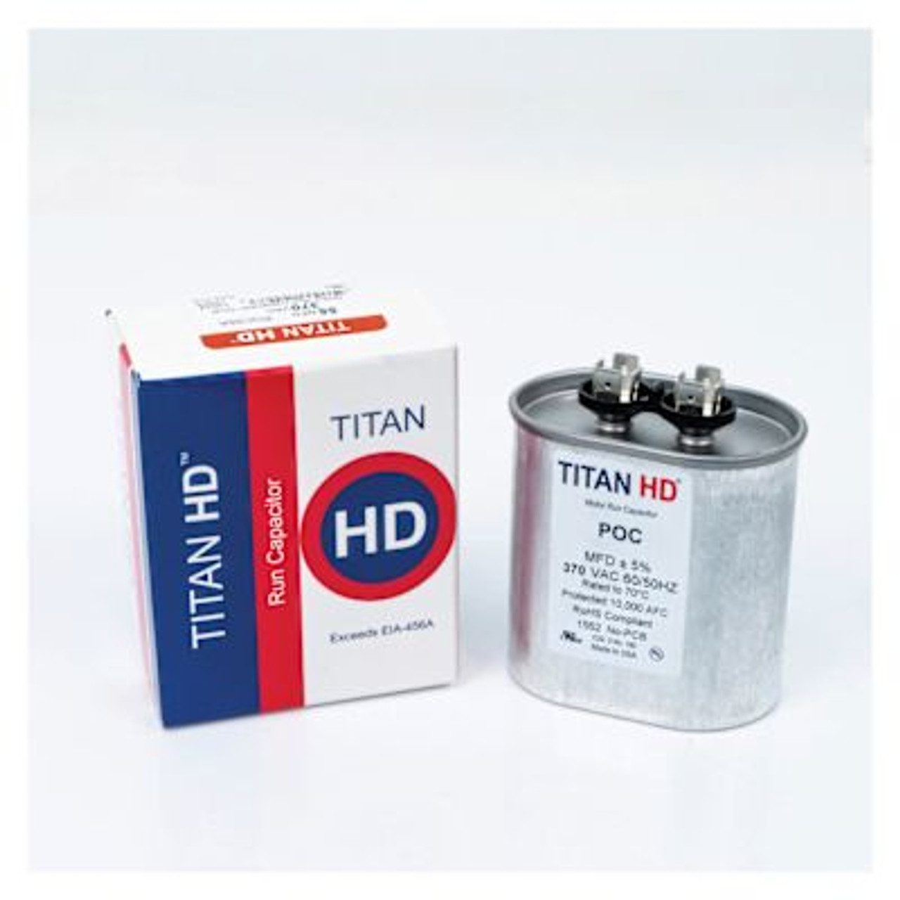 Packard Titan Hd Run Capacitor 50 Mfd 370 Volt Oval, Box Of 5