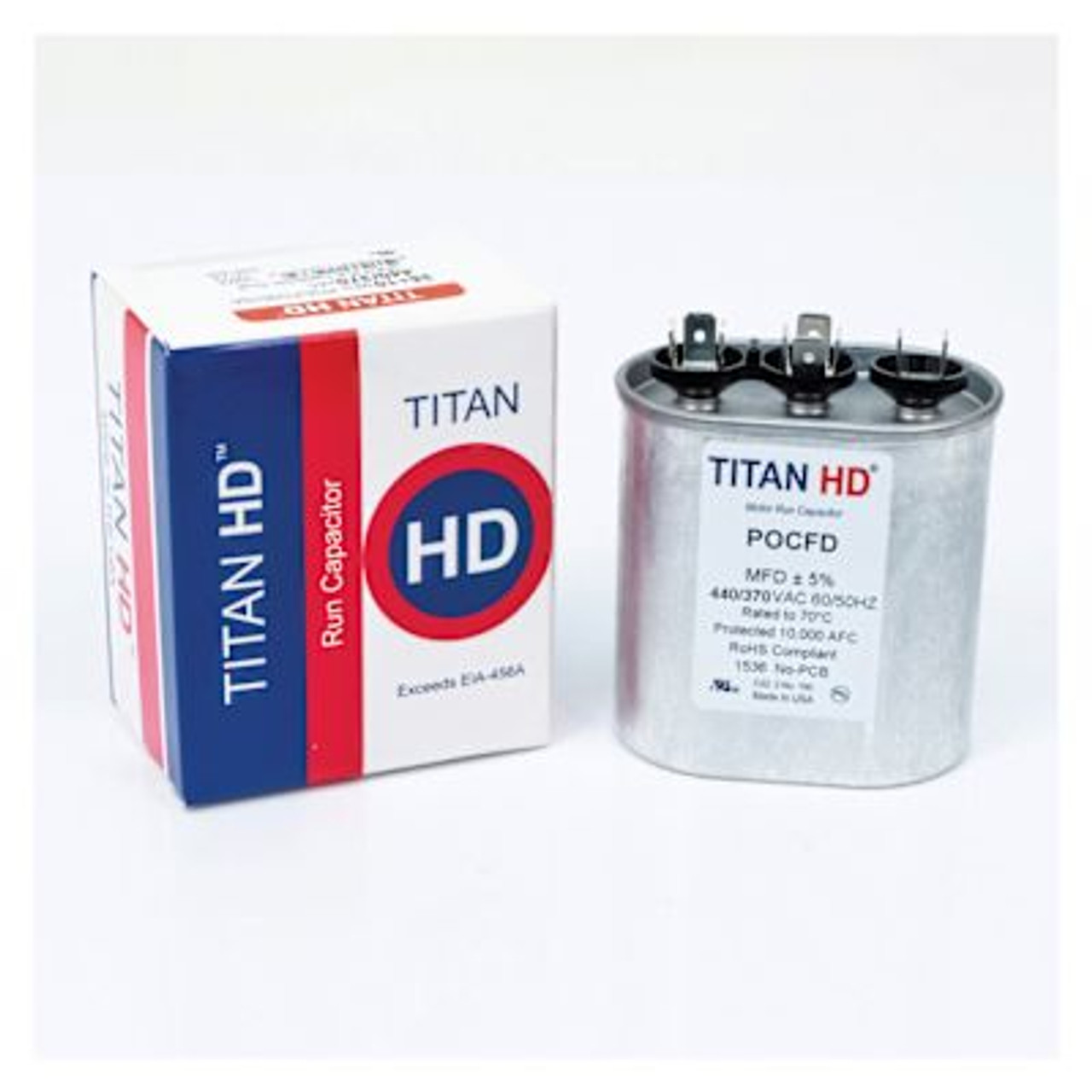 Packard Titan Hd Run Capacitor 40+4 Mfd 370 Volt Oval, Box Of 5