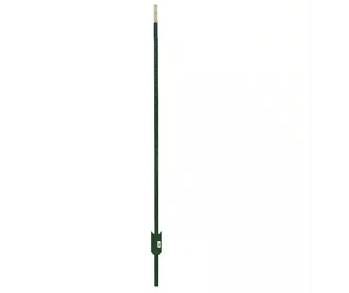 1-3/4 in. x 3-1/2 in. x 8 ft. Green Steel Fence T-Post with Anchor Plate