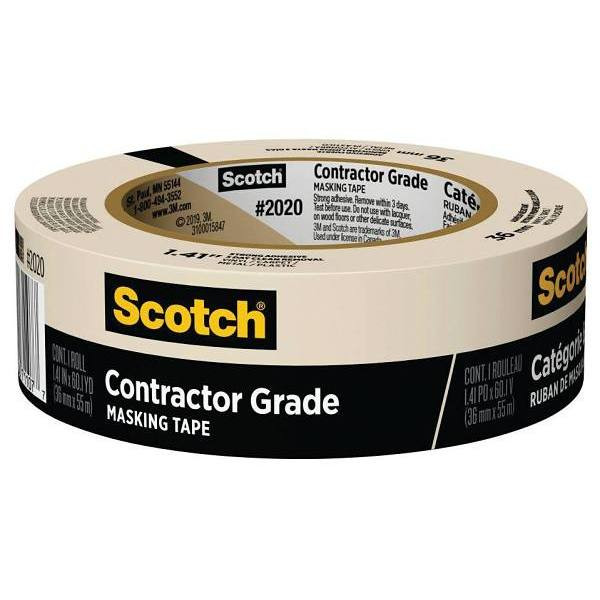 3M 1.41 In. X 60.1 Yd. Multi-Surface Contractor Grid Masking Tape (4-Pack) (Tan)
