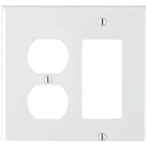 Leviton White 2-Gang 1-Decorator/Rocker/1-Duplex Wall Plate 1-Pack