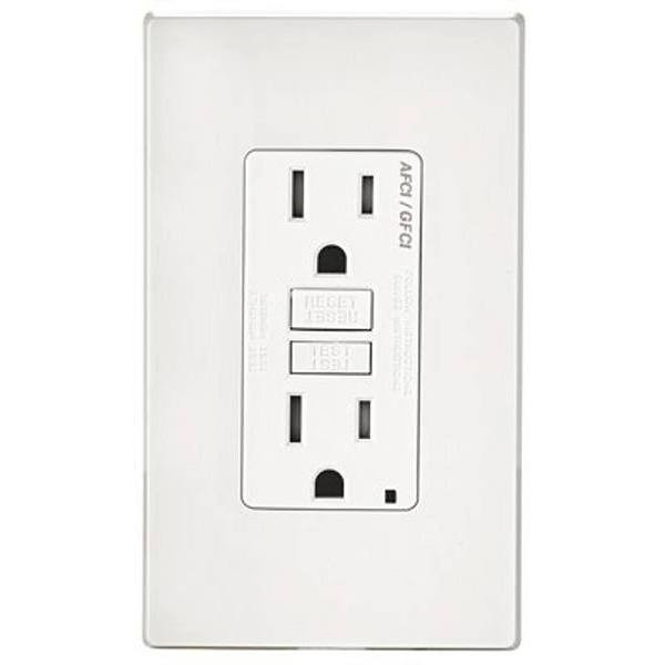 Leviton 15a 125v Dplx Self-Test Smartlckpro Afci/Gfci Dual Function Outlt Wh