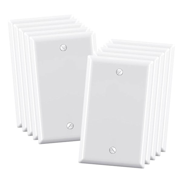 Maintenance Warehouse 1-Gang Unbreakable Polycarbonate Standard-Size Blank Wall Plate In Gloss White, 10-Pack