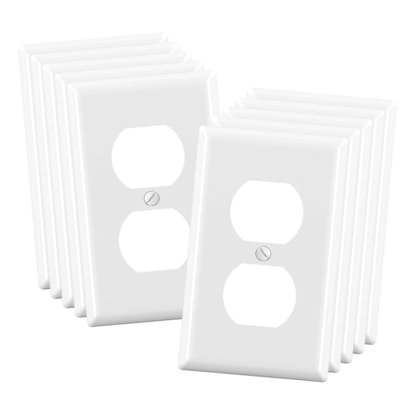 Maintenance Warehouse 1-Gang Unbreakable Polycarbonate Standard-Size Duplex Wall Plate In Gloss White, 10-Pack