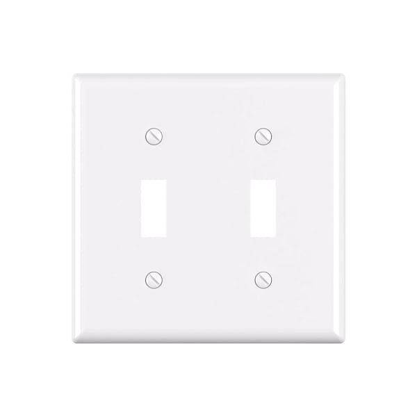 Maintenance Warehouse 2-Gang Unbreakable Polycarbonate Standard-Size Toggle Wall Plate In Gloss White, 1-Pack