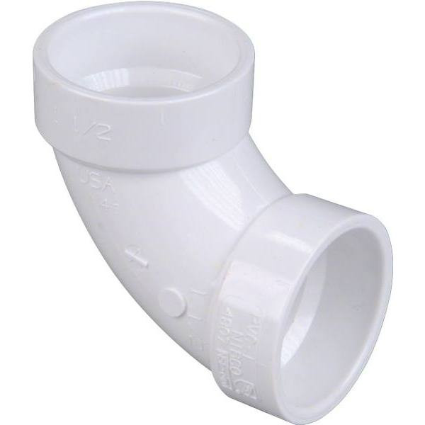 Nibco 1-1/2 In Pvc Dwv 90-Degree Hub X Hub Elbow Fitting