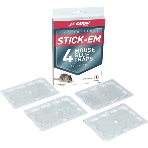 JT Eaton Stick-Em Mouse Glue Trap, Package Of 4
