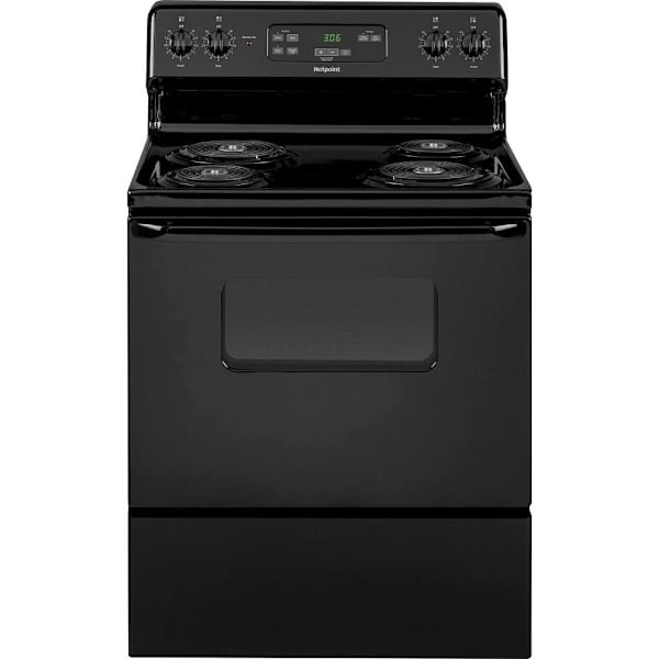 Hotpoint ENERGY STAR 30 In. 5.0 cu. ft. Coil Electric Freestanding Range, Standard Clean, Black