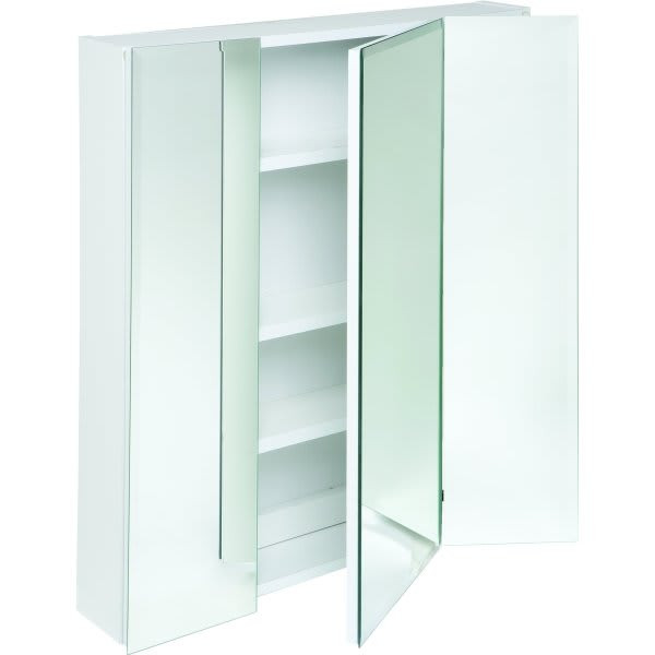 Zenith 24w X 26" Surface Mount Beveled Tri-View Mirrored Medicine Cabinet