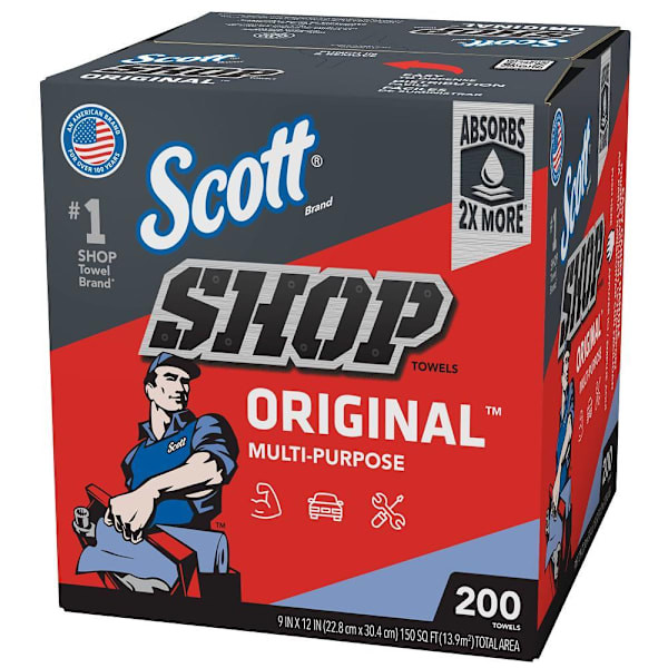 Scott Original Blue Shop Towels, Pop-Up Box Package Of 200