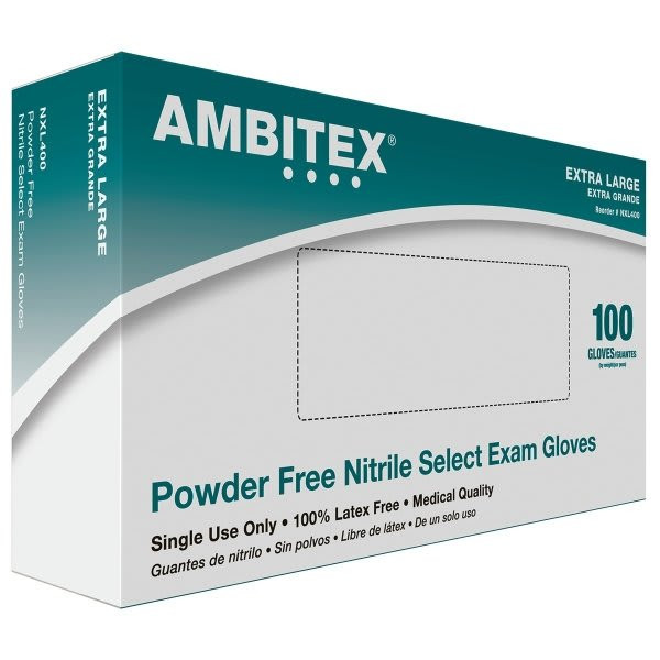 Ambitex X-Large Royal Blue 3 Mil Nitrile Select Exam Gloves Package Of 100