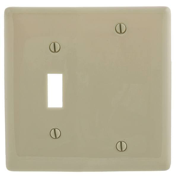Hubbell 2-Gang Ivory Medium Size Toggle And Blank Wall Plate