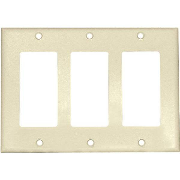 Leviton 80411-W 3-Gang Decorator/Rocker Wall Plate (White)