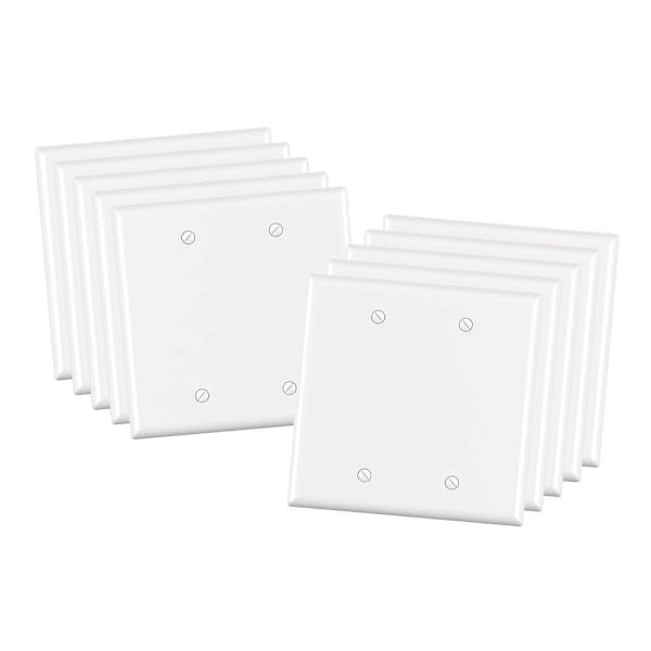 Maintenance Warehouse 2-Gang Unbreakable Polycarbonate Standard-Size Blank Wall Plate In Gloss White, 10-Pack