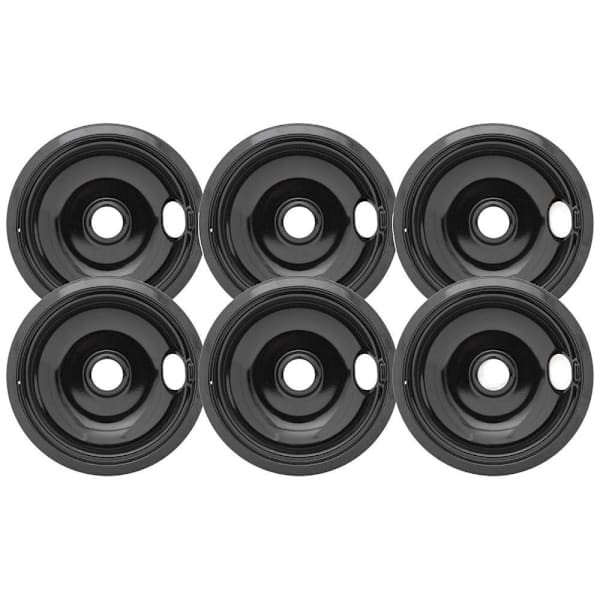 Universal 8" Black Porcelain Drip Bowl, Package Of 6