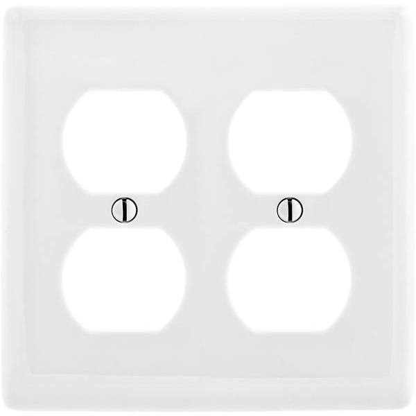 Hubbell, Wiring 2-Gang Duplex Wall Plate, White