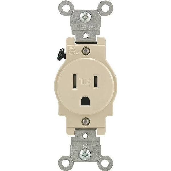 Leviton 15a Commercial-Grade Tamper-Resistant Grounding Single Outlet (Ivory)