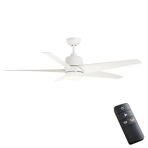 Seasons Quick Install Vega 54" Matte White Indoor/Outdoor LED Ceiling Fan, Remote And Matte White 5-Blade