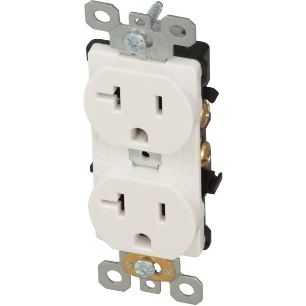 Maintenance Warehouse 20 Amp 125-Volt Commercial Duplex Receptacle In White 10-Pack