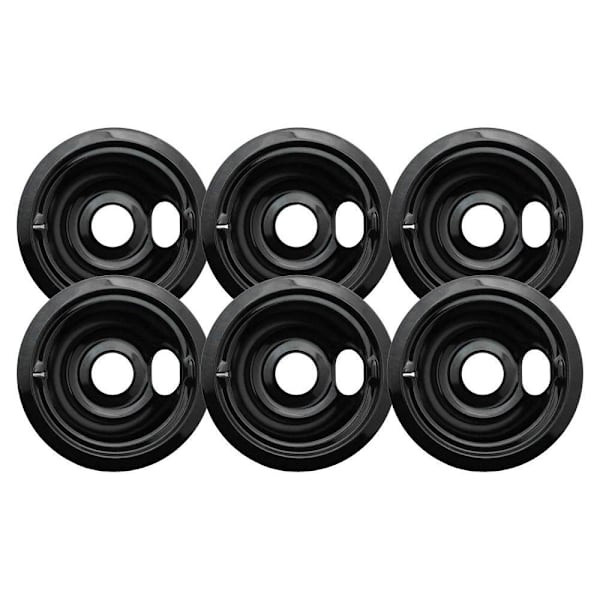 6" Black Porcelain Drip Bowl For GE/Hotpoint, Package of 6