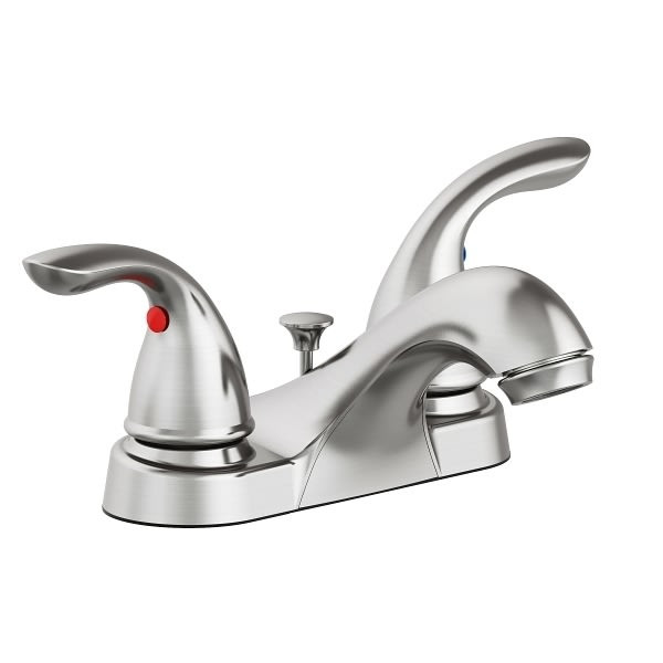 Seasons Premier 1.2 GPM 2-Handle Centerset Low-Arc Bathroom Faucet With Pop Up Drain, Brushed Nickel