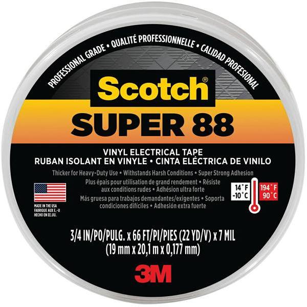 Scotch 3/4 In X 66 Ft Super 88 Vinyl Electrical Tape, Black