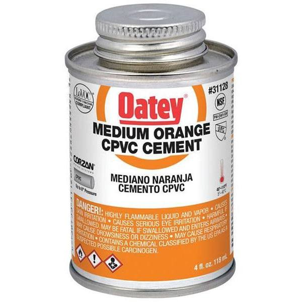 Oatey 4 Oz, Medium Orange Cpvc Cement