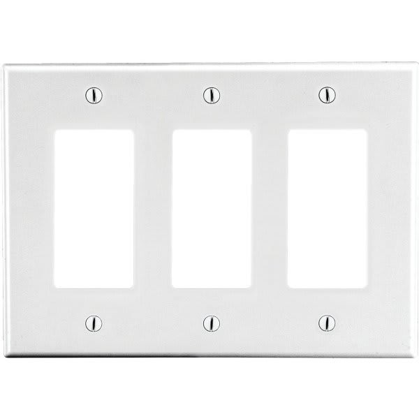 Hubbell 3-Gang Polycarbonate Decorator Wall Plate (White)