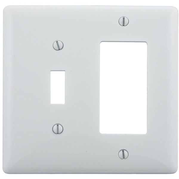 Hubbell 2-Gang White Medium Size Toggle And Decorator Wall Plate